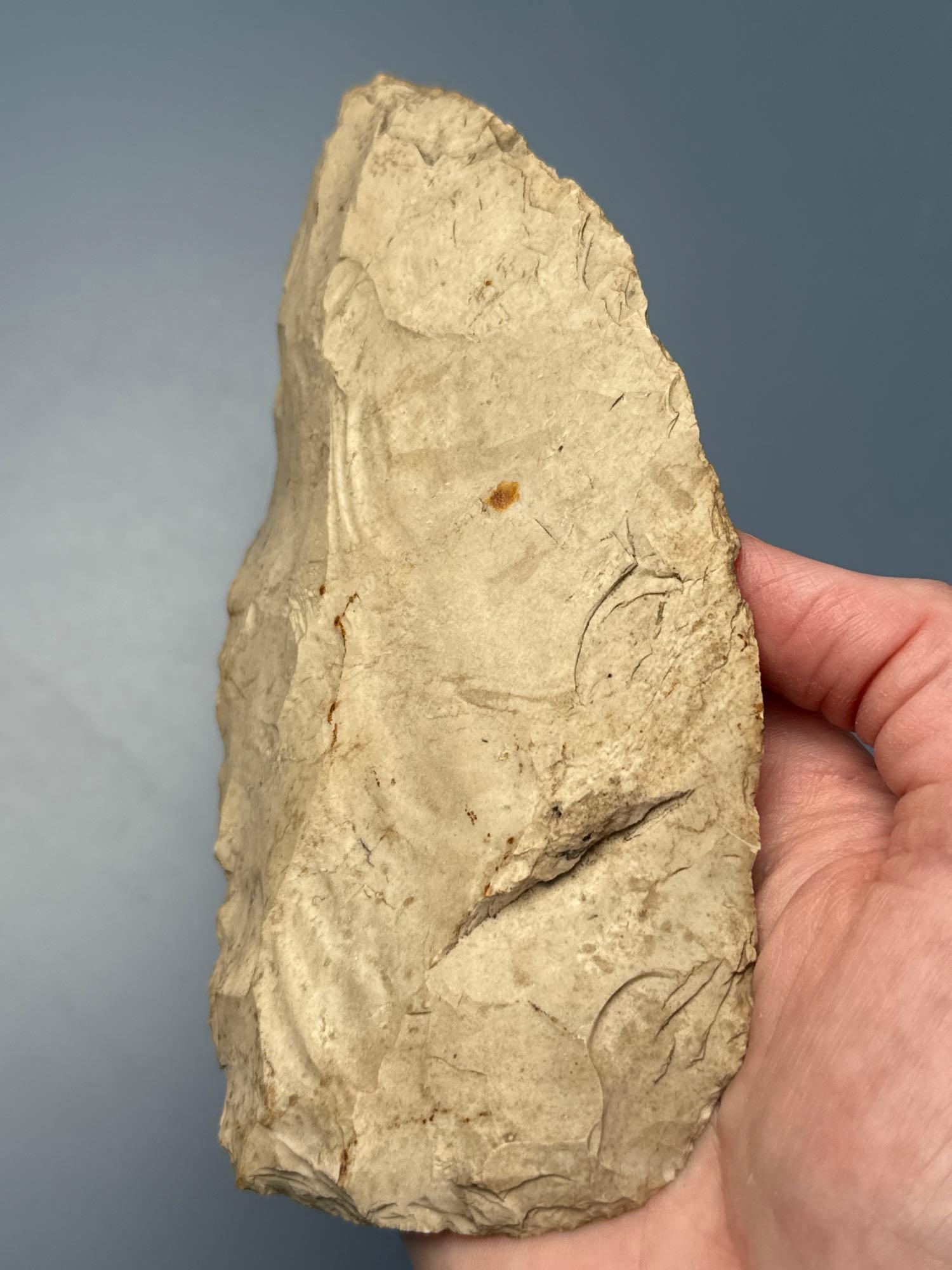 Large 6 1/4" Burlington Chert Biface, Found in Illinois, Ex: Cicero Collection