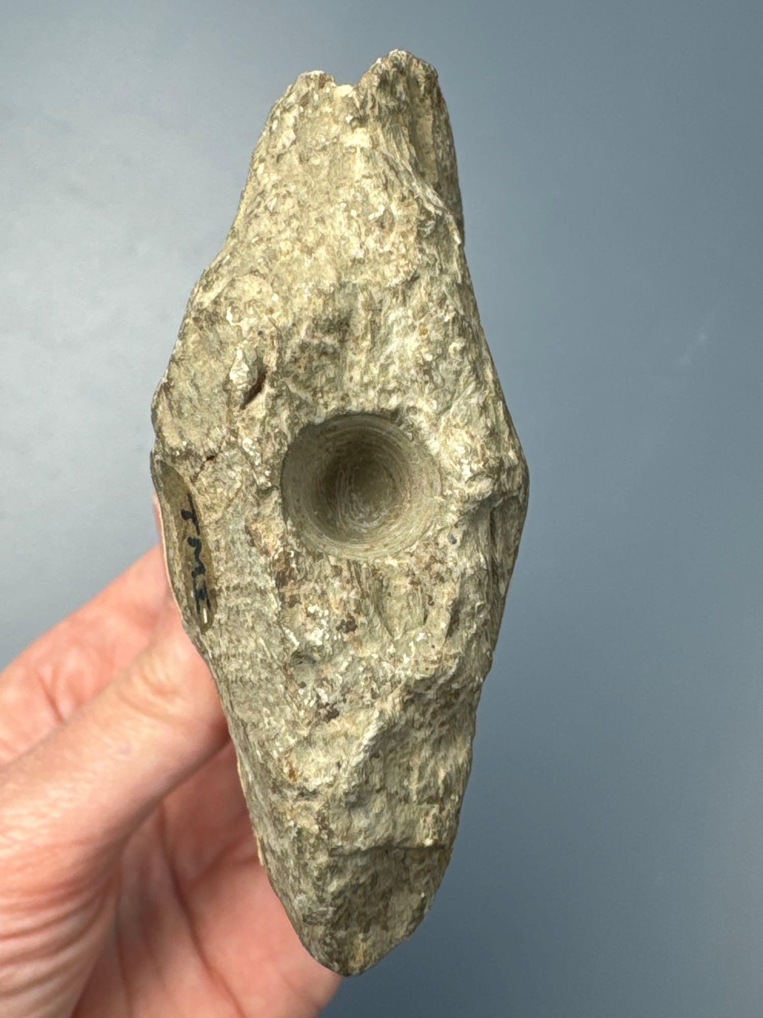4 1/2" Shield Bannerstone Preform, Found on Three Mile Island, Dauphin Co., PA, DRILLING STARTED, Ex