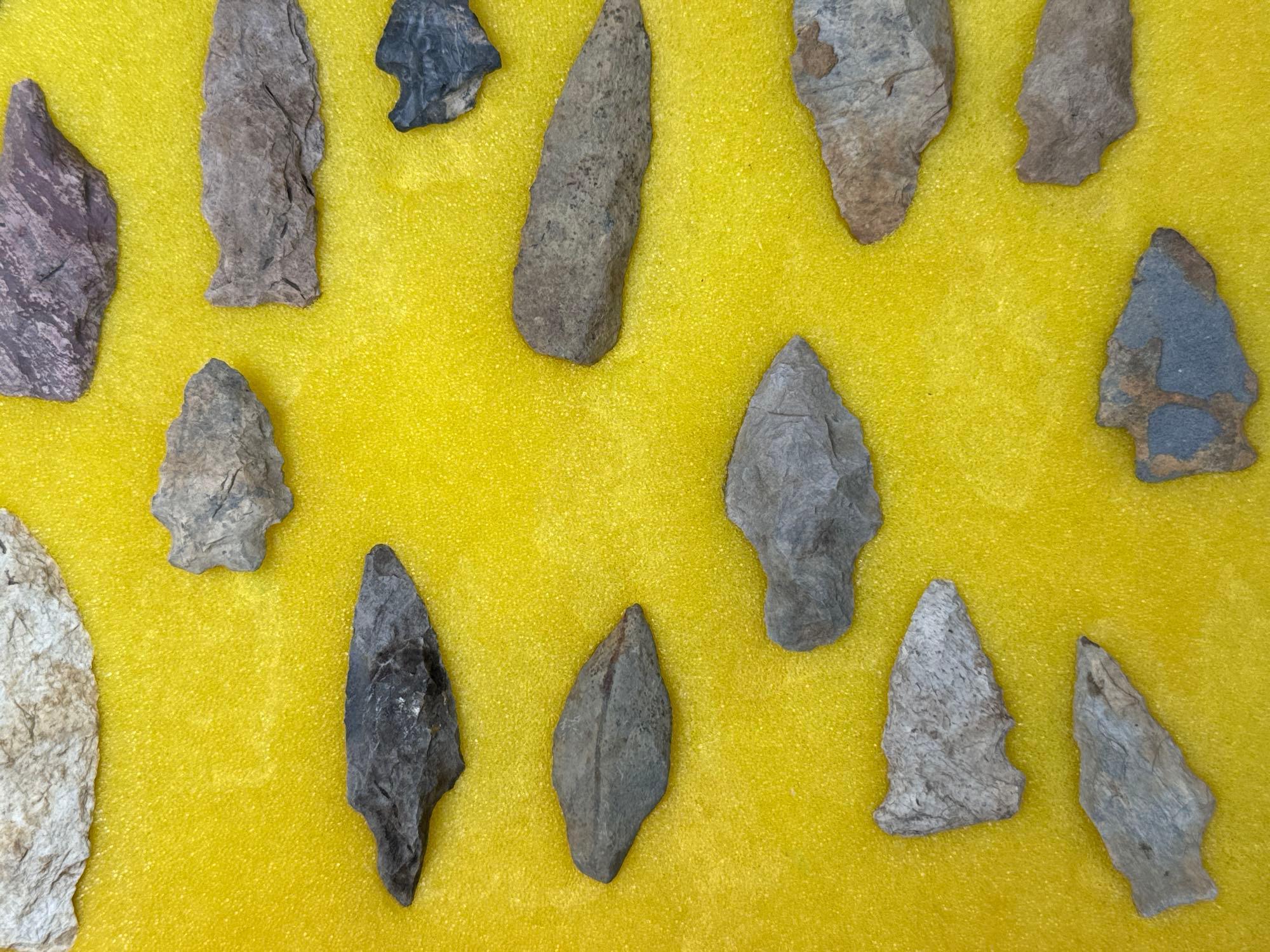 35 Nice Points, Arrowheads, Found in Jim Thorpe Area in Pennsylvania, Longest is 3 1/8"