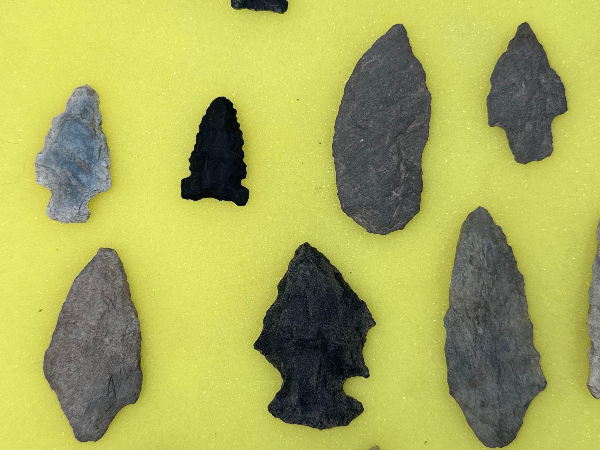 29 Points, Various Styles and Materials, Found in Jim Thorpe Area in Pennsylvania, Longest is 3"