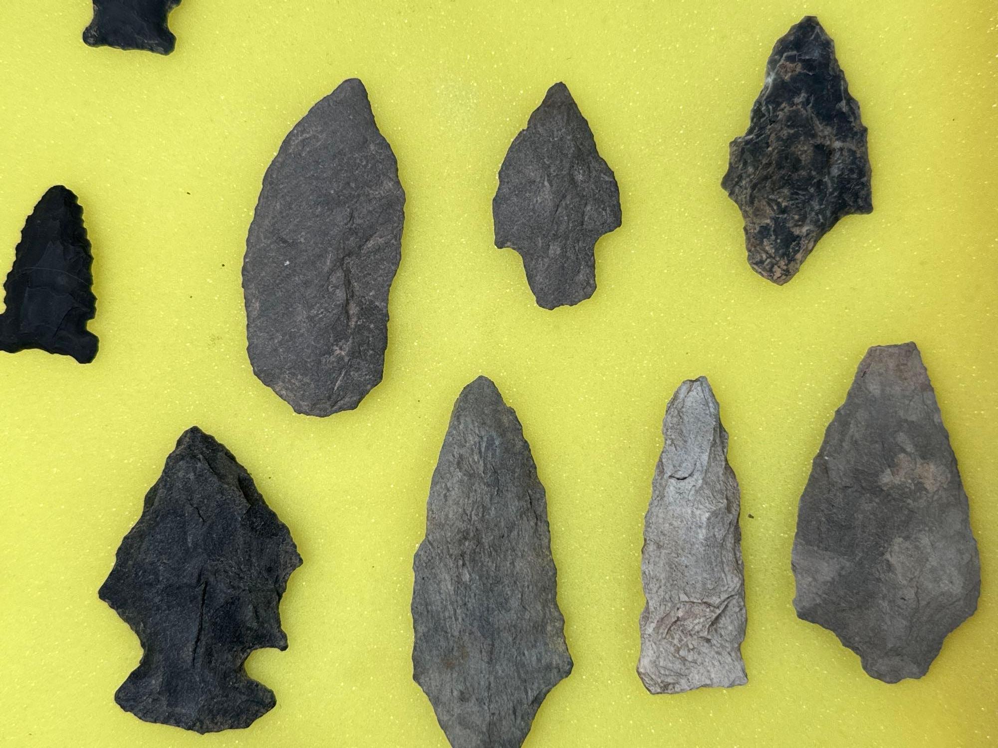 29 Points, Various Styles and Materials, Found in Jim Thorpe Area in Pennsylvania, Longest is 3"