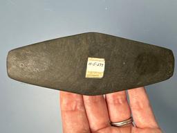 5" Undrilled Banded Slate Gorget, Expanded Center Adena, Found in Ohio, Well-Polished