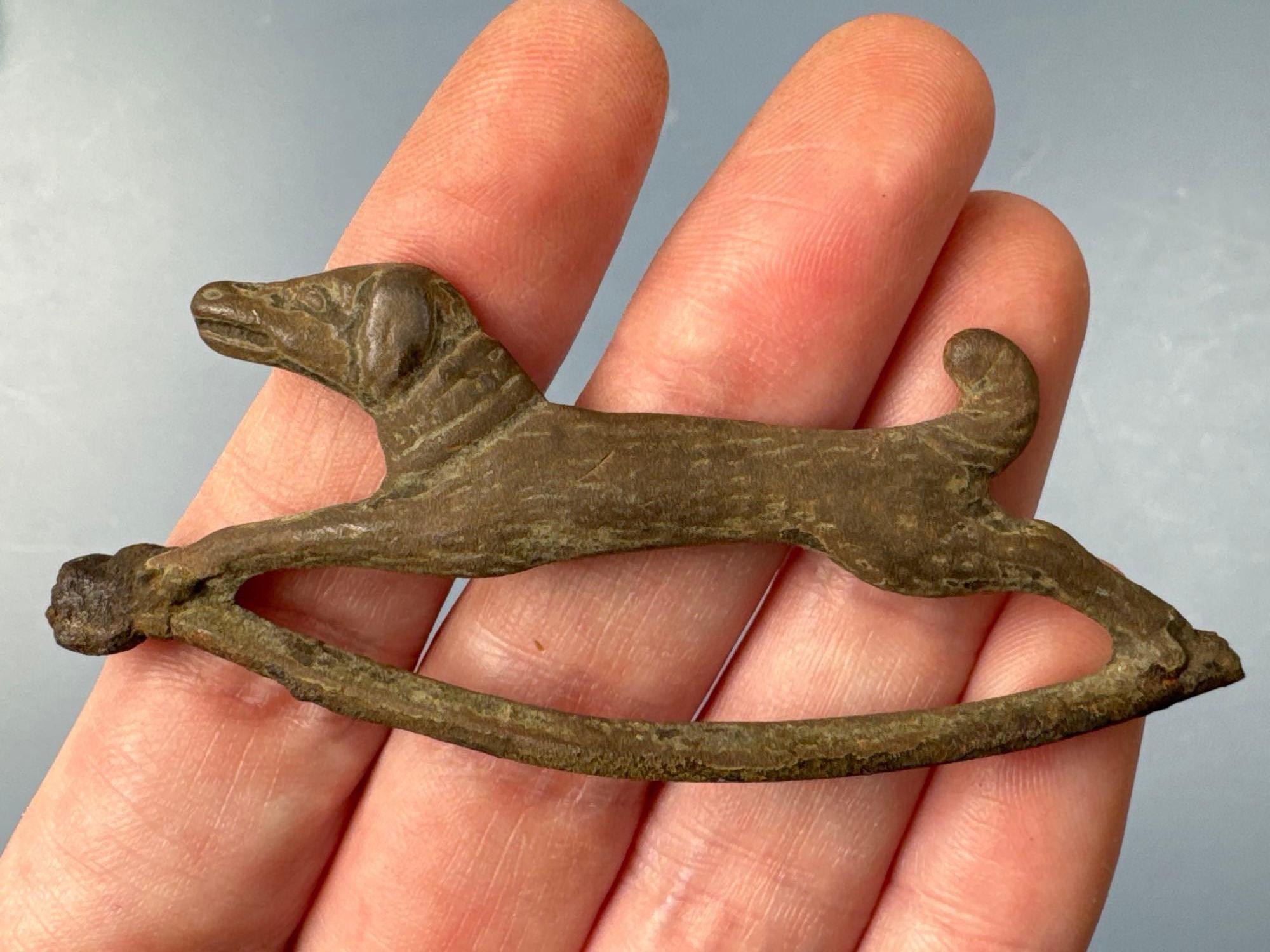 Lot of Various Roman/Medieval Artifacts, Hooks, Bracelet, Dog Figurine