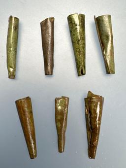 6 Rolled Brass Janglers, Found in Washington Boro, Lancaster Co., PA, Susquehannock Trade Artifacts