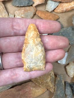 Large Box Lot of Various Arrowheads, Artifacts, Found in North Carolina