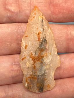 1 3/4" Semi-Translucent Stemmed Point, Found in North Carolina