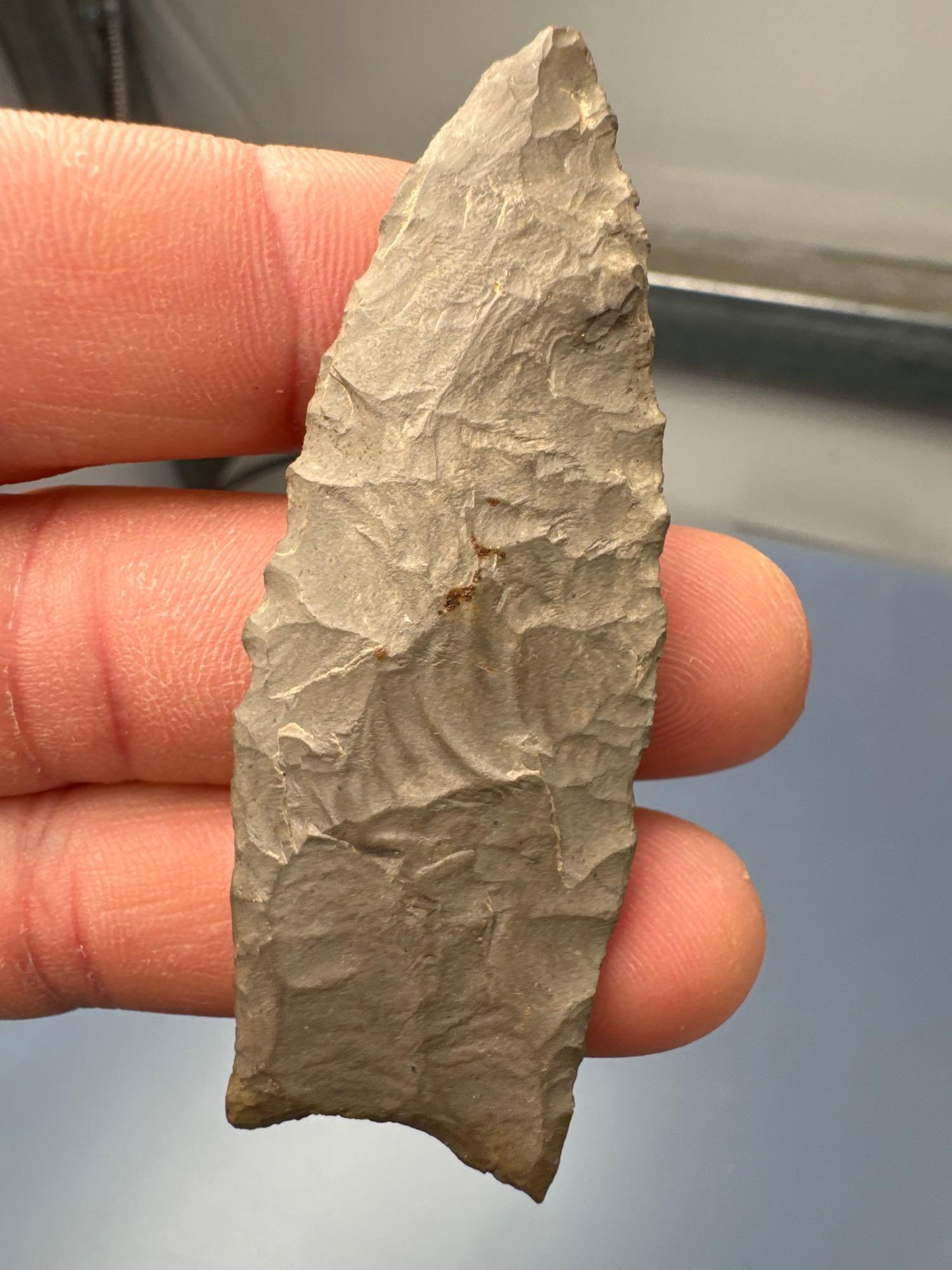 HIGHLIGHT 2 3/4" Barnes Fluted Point, Grey Chert, Found in Lancaster Co., PA PICTURED Fluted Point S