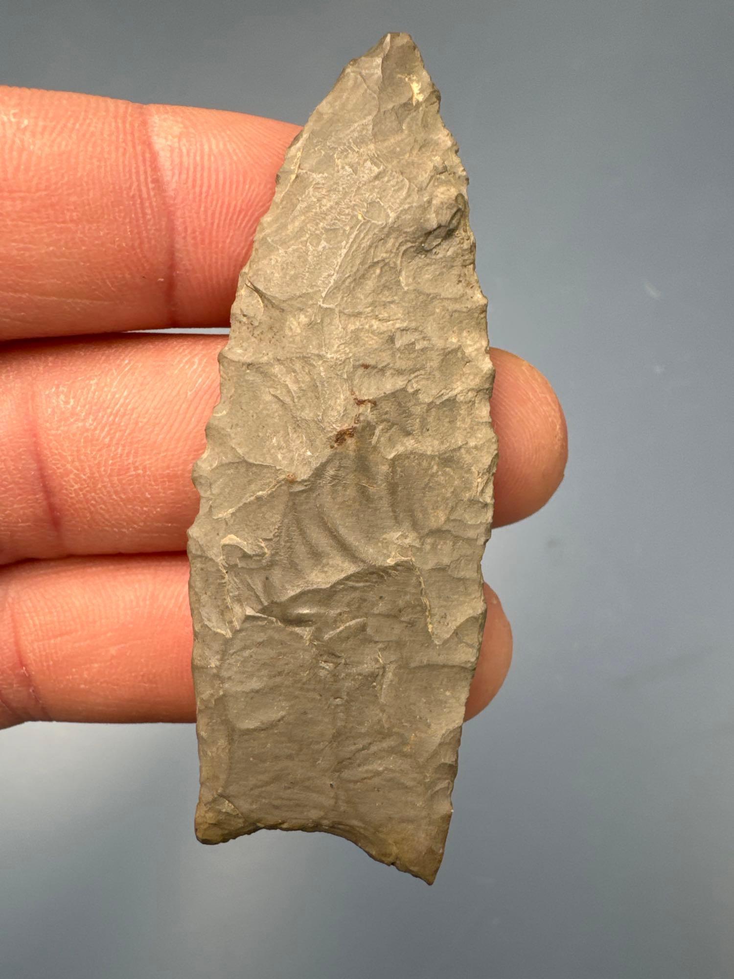 HIGHLIGHT 2 3/4" Barnes Fluted Point, Grey Chert, Found in Lancaster Co., PA PICTURED Fluted Point S