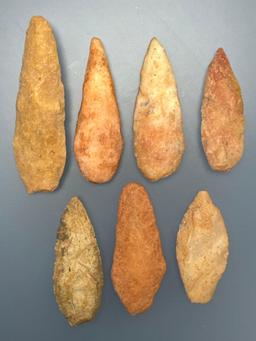 Nice Lot of 7 Guilford Points, Longest is 3 3/8", Found in North Carolina