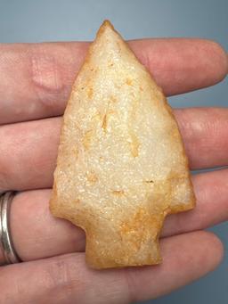Classic 2 3/8" Quartz Stem Point, Found in North Carolina
