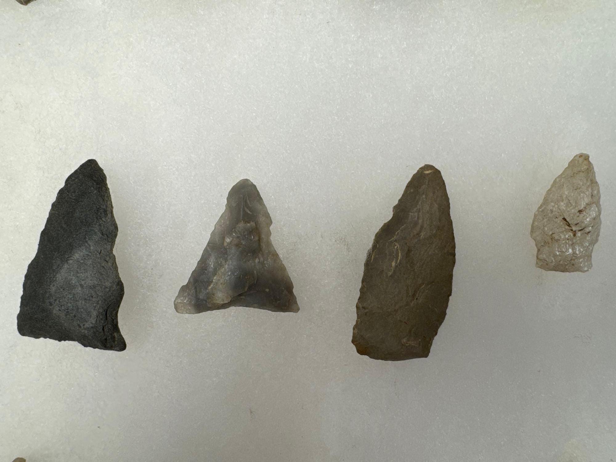 16 Nice Points, Jasper, Chalcedony, Chert, Quartzite, Found in Berks Co., PA, Ex: Kauffman Collectio