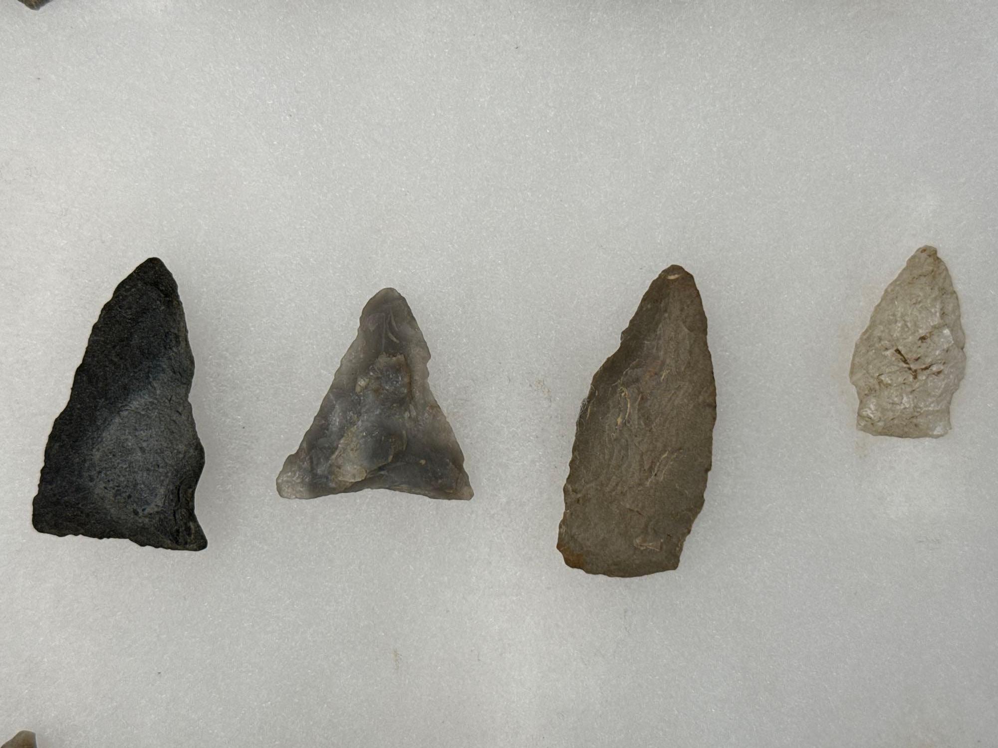 16 Nice Points, Jasper, Chalcedony, Chert, Quartzite, Found in Berks Co., PA, Ex: Kauffman Collectio