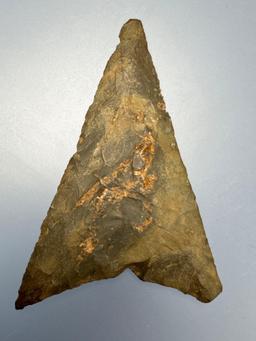 HUGE 2 5/8" Green Normanskill Chert Triangle Point, Levanna, Massive Example, Found in New York