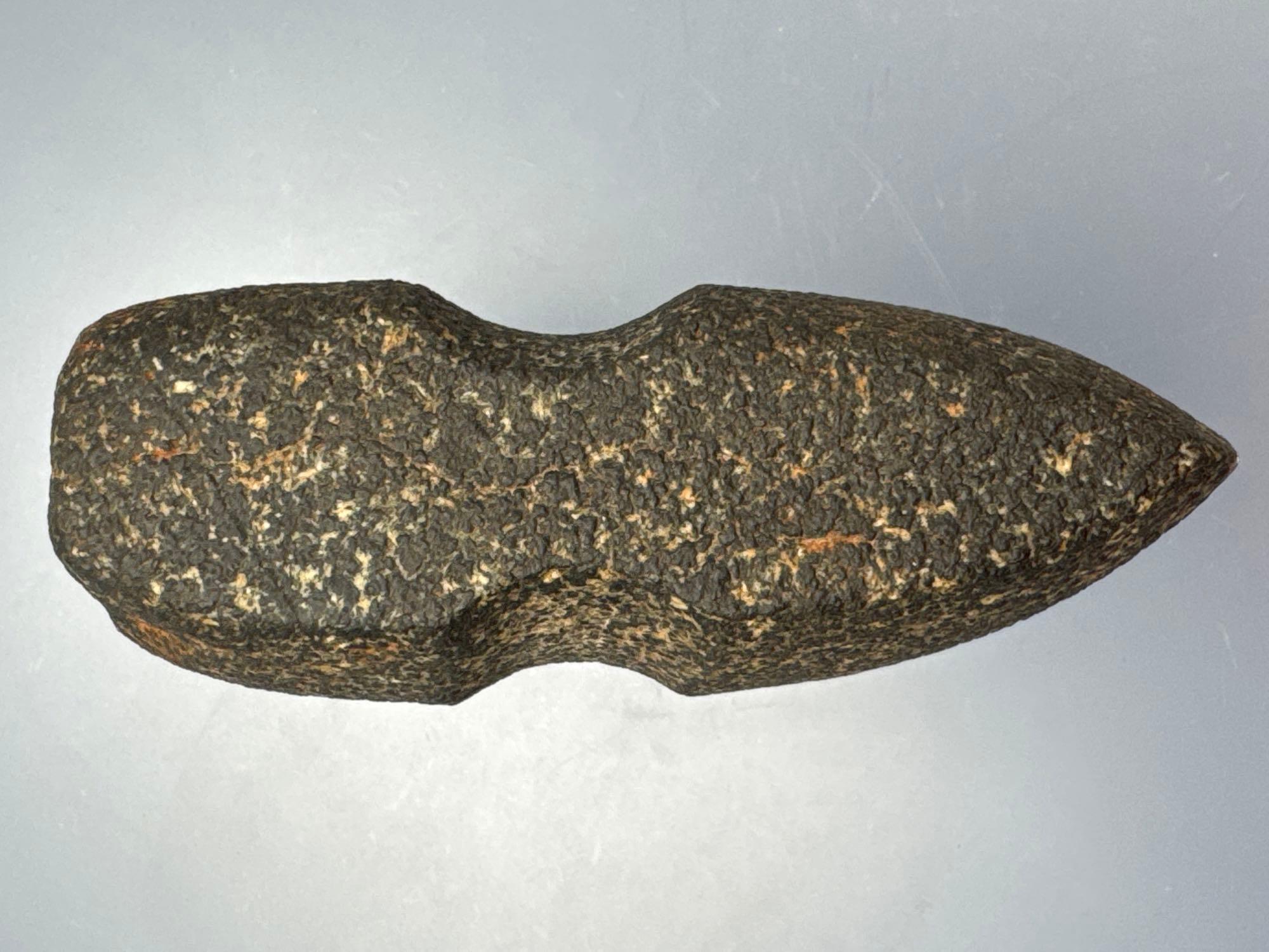 4 1/2" Keokuk 1/2 Grooved Axe, Found in Louisa Co., Iowa, Ex: Grant, Moody Collections