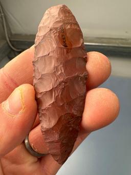 Red Jasper Agate Basin Paleo Point, Found in Southeastern PA, 1/4" of Tip and Base Restored, x1 smal