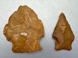 Pair of Jasper Points, Longest is 1 5/8", Found in Berks Co., PA, Ex: Burley Collection