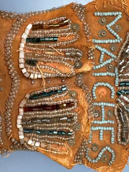 Nice Iroquoian Beaded Pouch, Turn of the Century, Early 1900's, w/Beaded Lace/Strip
