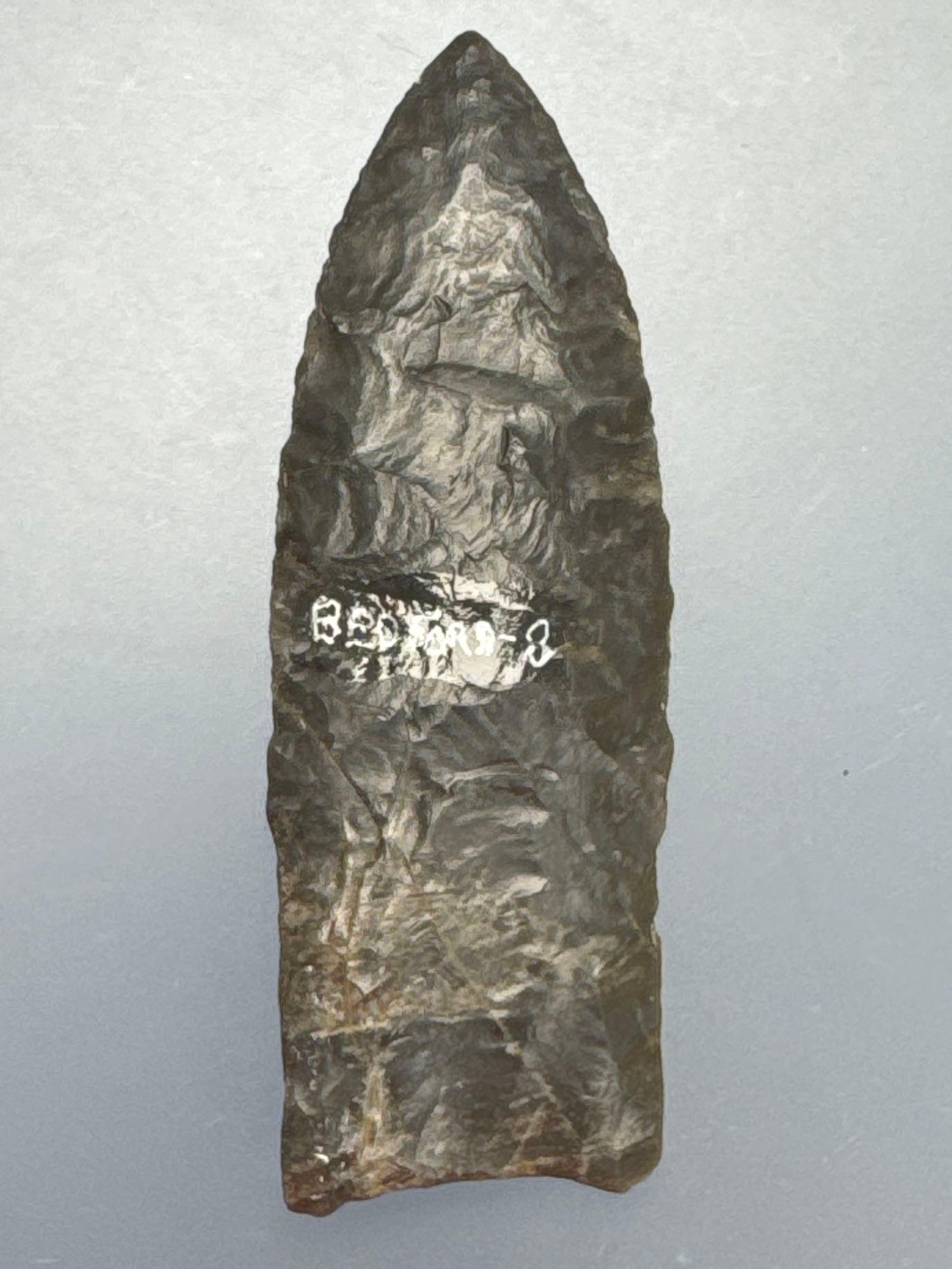 3" Fluted Paleo Clovis Point, 1/2" of Tip is Restored, Found at the Raystown Bend in Bedford Co., PA