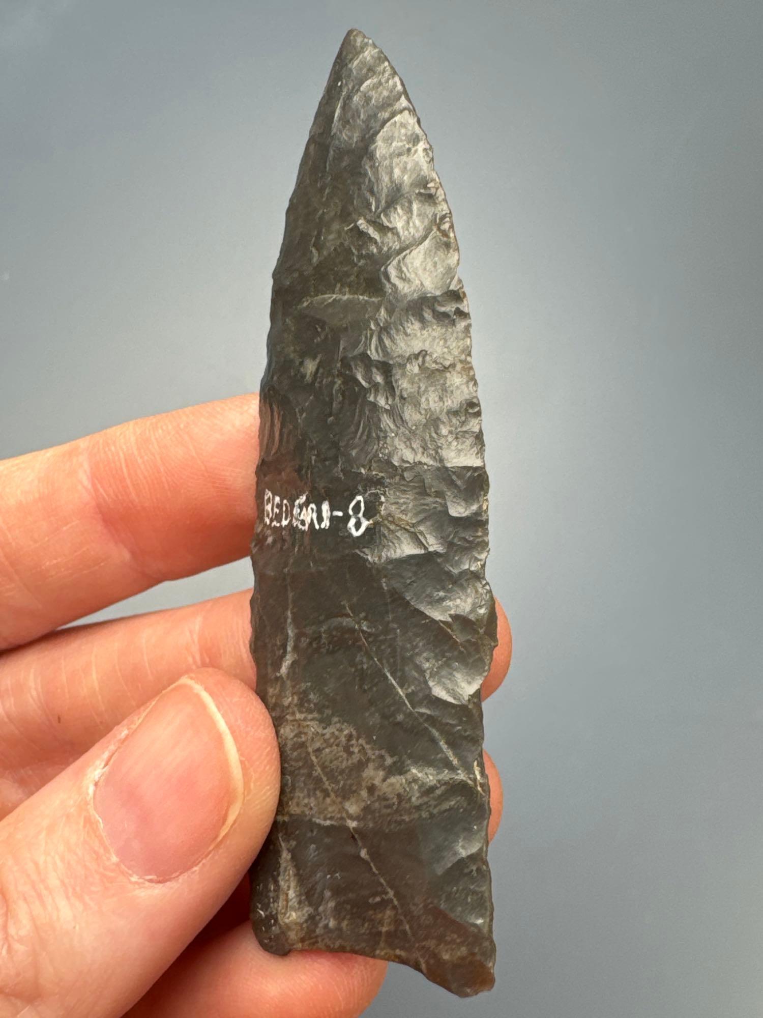 3" Fluted Paleo Clovis Point, 1/2" of Tip is Restored, Found at the Raystown Bend in Bedford Co., PA