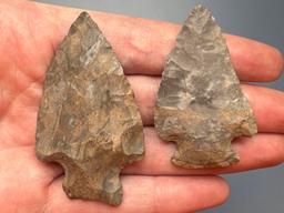 Pair of Nice Onondaga Chert Points, Found in Schuyler Co., and Ontario Co., New York, Ex: Dave Summe