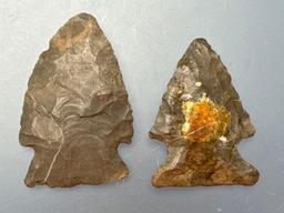 FINE Pair of Corner Notch Points, Chert, Longest is 1 1/2", Found in New York, Ex: Dave Summers Coll