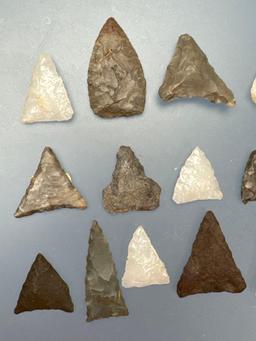 17 Quality Triangle Points, Longest is 1 1/4", Found in New York, Ex: Dave Summers Collection