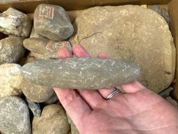 Box Lot of Various Stone Tools, Hammerstones, Mortar, Pick Up Only, Ex: Dave Summers Collection