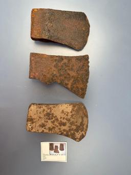 Lot of 3 Large Iron Axes, Longest is 6 3/4", Found on Seneca Sites, Western New York, Ex: Dave Summe