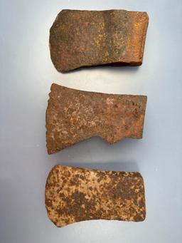 Lot of 3 Large Iron Axes, Longest is 6 3/4", Found on Seneca Sites, Western New York, Ex: Dave Summe