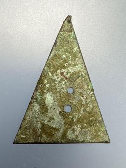 RARE 1 1/2" DOUBLE Perforated Cut Brass Triangle Point, Iroquoian Trade, Nice Piece