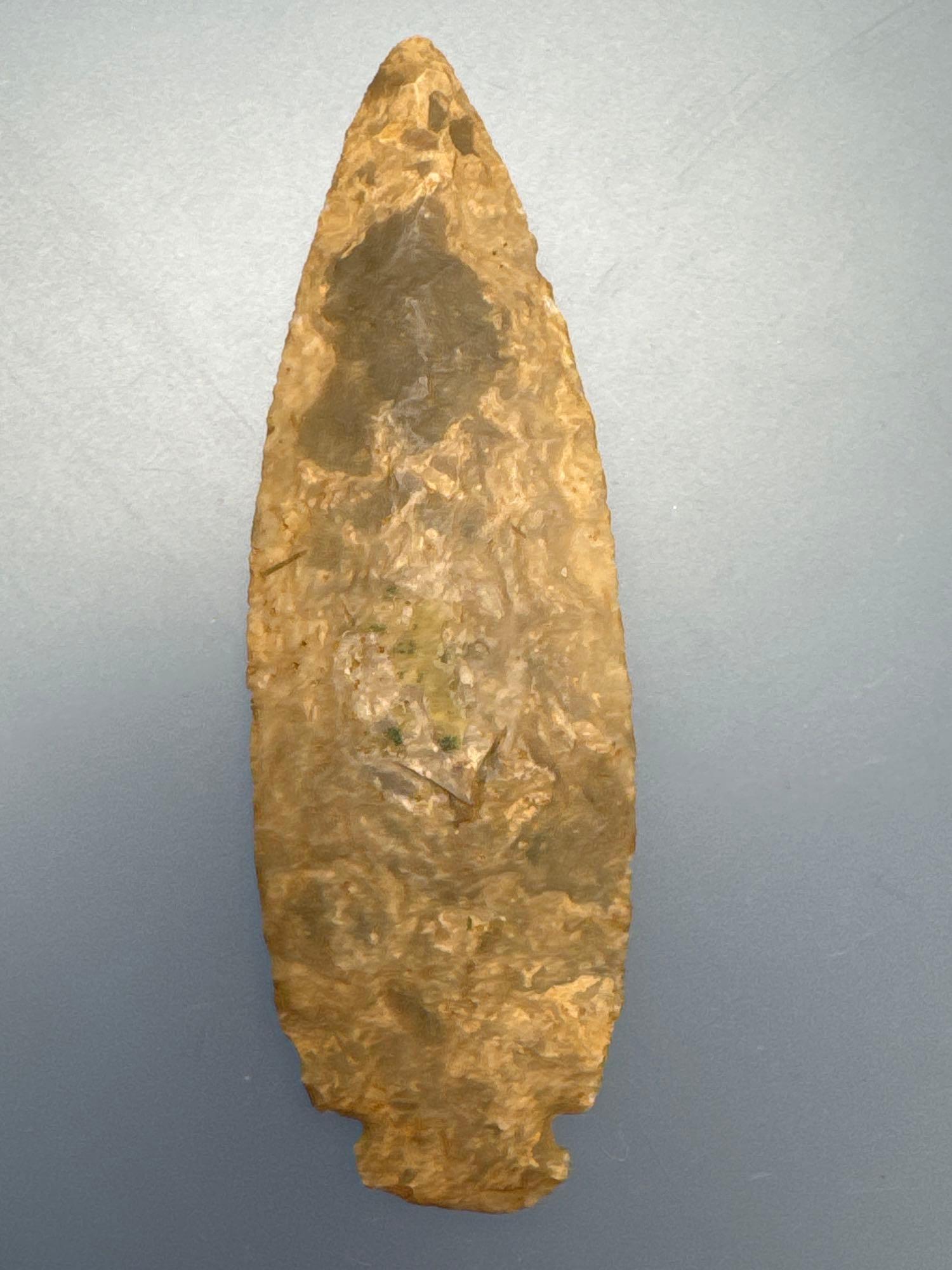 RARE 3 3/8" Patinated Onondaga Chert Dovetail Point, Found in Western, NY, Ex: Marrissey of Whitney