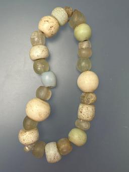 Strand of 25 Early Trade Beads including Wire Wounds from 1700's, Origin Unknown, Ex: Dean Thomas Co