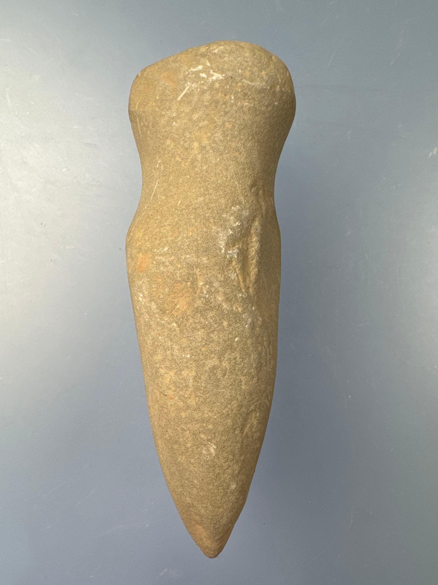 Quality 6 1/2" Sandstone 3/4 Grooved Axe, Found in Chester Co., PA, SITS ON END!, Ex: Cicero Collect