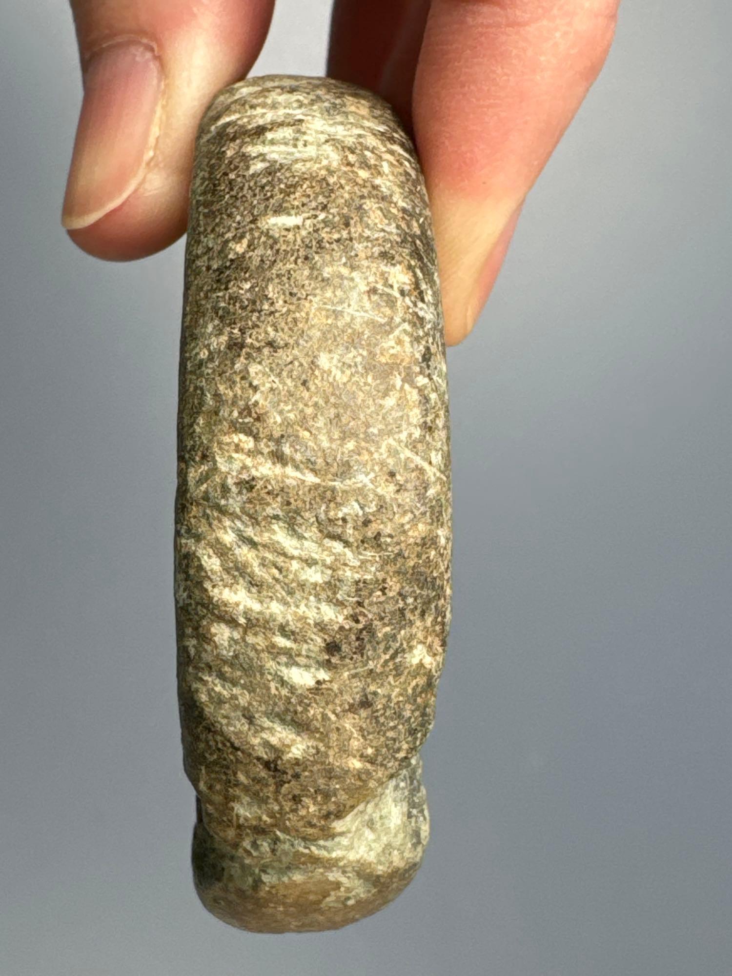 SUPERB 2 5/8" Steatite Discoidal, Perforated, Found in New Jersey (interesting style for the area),