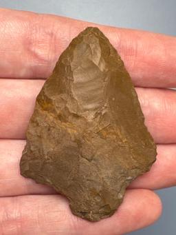 2" Brown Jasper Lehigh Broadpoint, Found in Northampton Co., PA by the Burley Family, Ex: Burley Mus