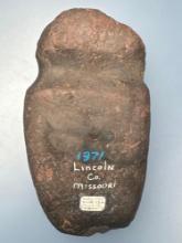 HIGHLIGHT 7 1/4" Hematite Axe, HEAVY, Found in Lincoln Co., Missouri, Ex: Hendershot, Sharp, Walt Po