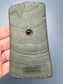 4 1/2" Banded Slate Bell Pendant, Found in Ross Co., OHiO, Ex: Irvin Daugherty, Larry Swann, Root
