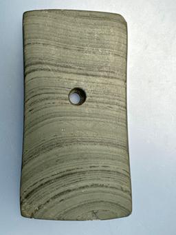 4 1/2" Banded Slate Bell Pendant, Found in Ross Co., OHiO, Ex: Irvin Daugherty, Larry Swann, Root