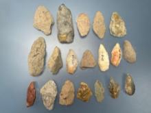 19 Various Arrowheads, Points, Longest is 2 3/4", Found in Dover, Delaware, Ex: Drapper,