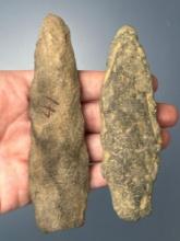 Pair of Larger Stem Points, Argillite, Longest is 4 5/8", Found in Gloucester County, New Jersey