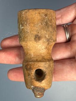 RARE 3" Clay Mic Mac Style Pipe, Found on the Seneca Kendaia Site, Seneca Co., NY, Ex: Summers