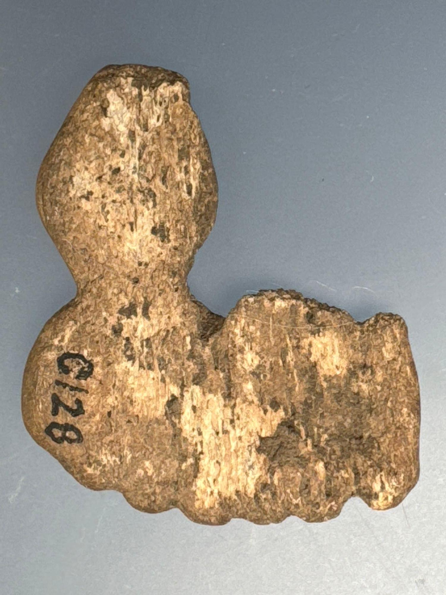 RARE 1 3/8" "Four Faces" Bone Comb, Anciently Re-worked, Boughton Hill Site, NY, PICTURED