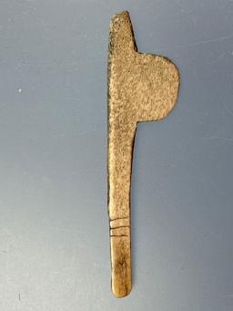 RARE 2 3/4" Bone War Club, Iroquoian, Found on White Site, Chenango River, Chenango Co., New York.