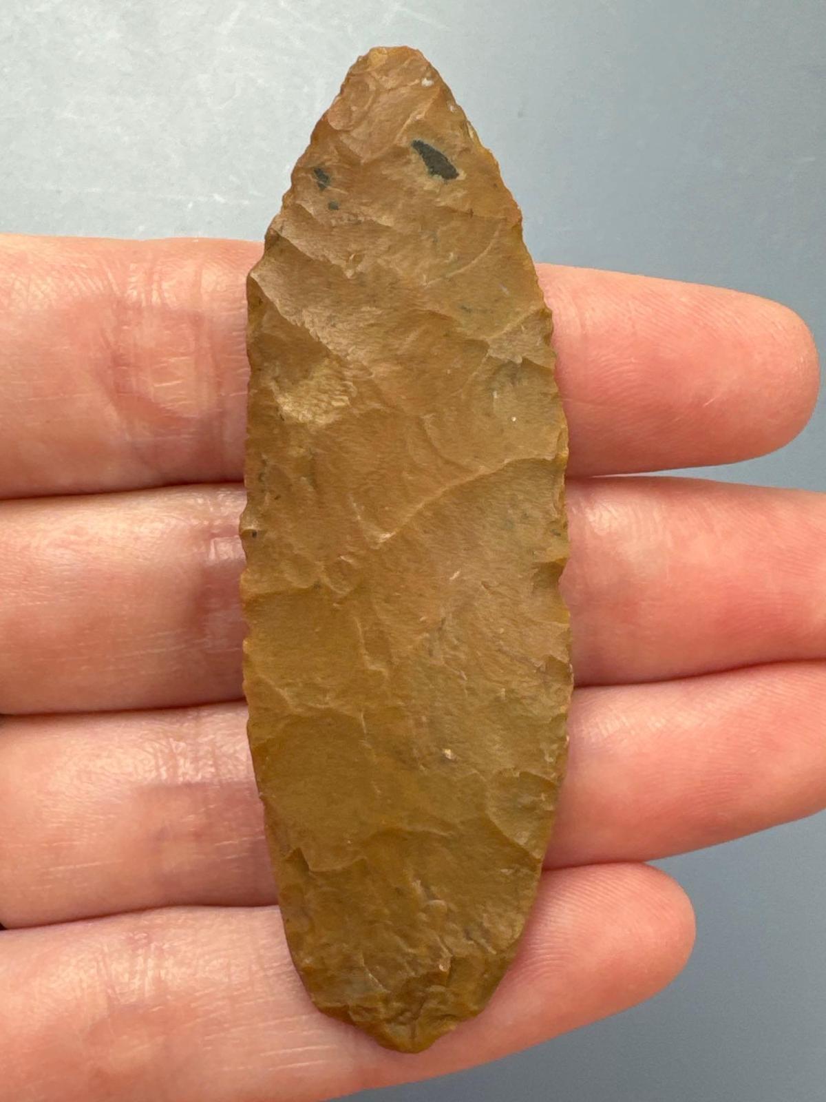 RARE 2 5/8" Jasper Paleo, Ground Base, Agate Basin, Found by Mr. Miller in Ponca City, OK