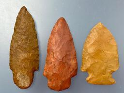 Lot of 3 Central States Points, Colorful, Adena, Corner Notch, Ex: Ted Knieriem
