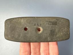 3 3/4" Fine Banded Slate Gorget, Found in Ohio, Ex: Harold Sexton