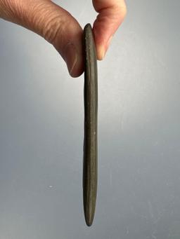 3 3/4" Fine Banded Slate Gorget, Found in Ohio, Ex: Harold Sexton