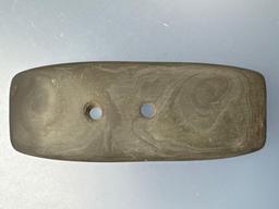 3 3/4" Fine Banded Slate Gorget, Found in Ohio, Ex: Harold Sexton
