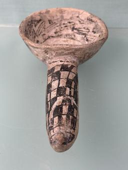 6 3/4" Black on White Anasazi Ladle, Handle Reglued w/Minor Restoration, Restoration to Front Edge