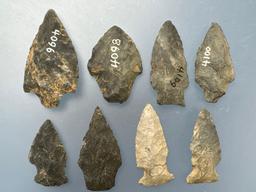 * Nice Arrowheads, Longest is 2 1/4", Found in Berks Co., Pennsylvania, Ex: Ted Knieriem